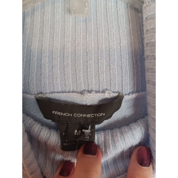 French Connection High Neck Tunic Sweater Light Blue Sz Medium New With Tags - Picture 2 of 6